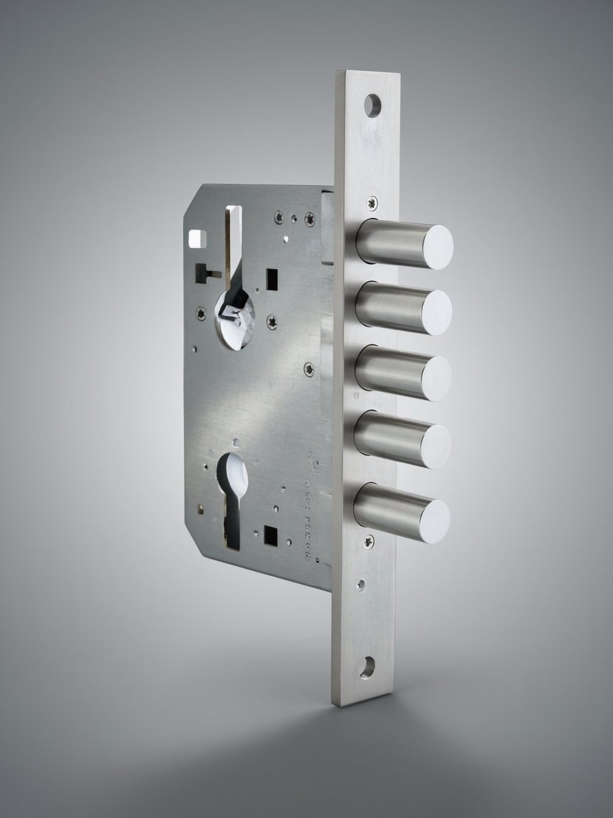 Serratura per porta blindata con catenacci cilindrici
